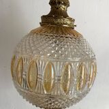 Large two-tone pressed glass ball pendant light