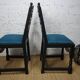 Pair of brutalist wooden chairs revamped in black, duck green fabric seat