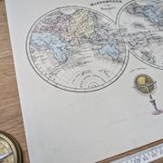 Antique world map, printed in 1852