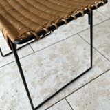 Vintage rattan and steel stool by Raoul Guys for Airborne, 1950s