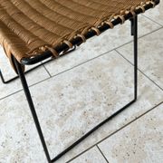 Vintage rattan and steel stool by Raoul Guys for Airborne, 1950s