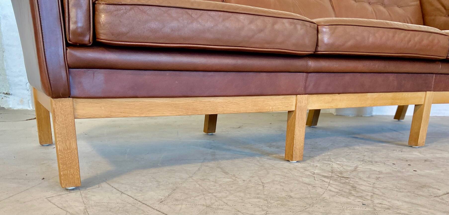 Mid century vintage danish skippers møbler 3 person sofa in coganc leather