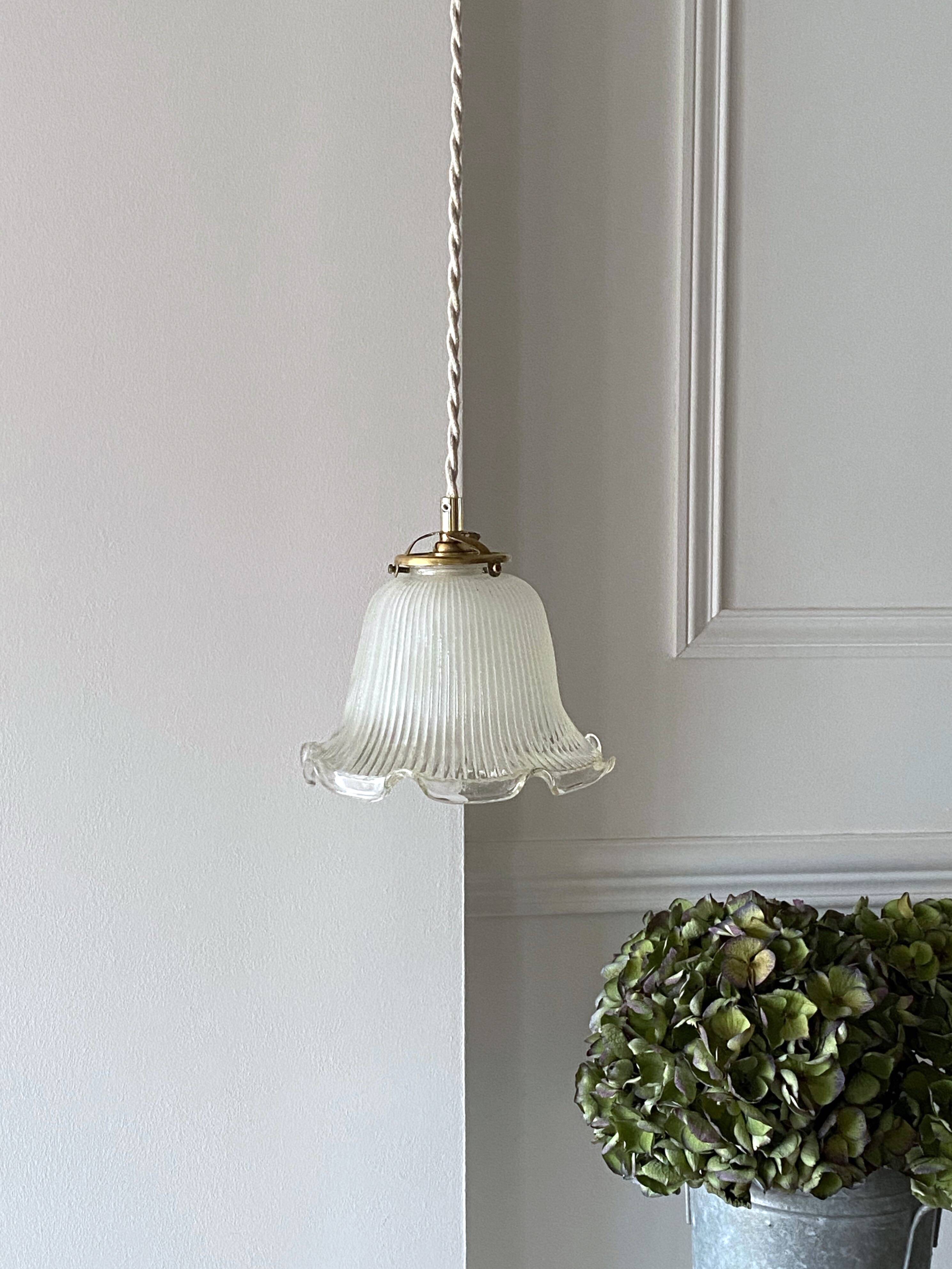 Holophane glass pendant light