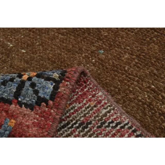 Vintage Turkish Oushak Handmade Wool Cotton Brown Runner Rug 165x417