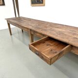 XXL farmhouse table 4 metres in solid pine - 6 legs - 1950s