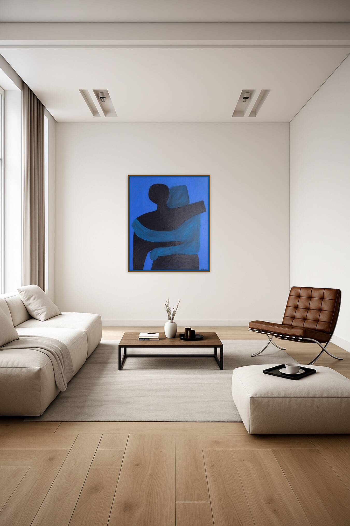 Abstrait figuratif contemporain "Can i hold you" 100x81cm