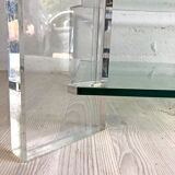 70's vintage glass and Plexiglas coffee table