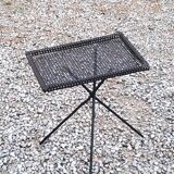 Side table in black perforated metal rigitulle from the 50s