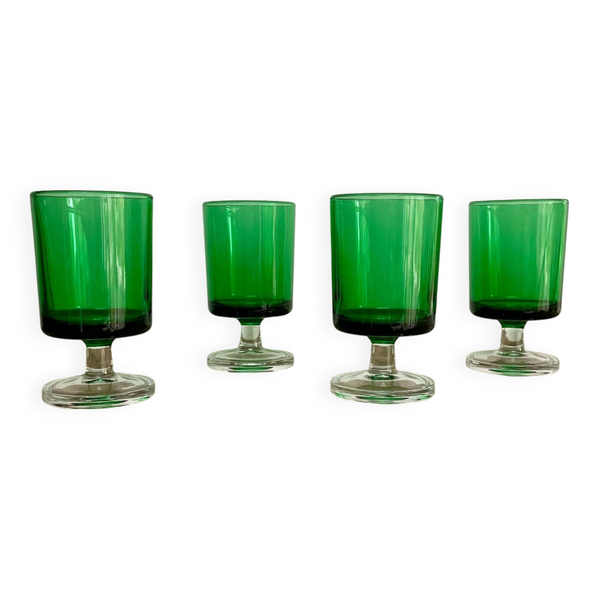 4 small green LUMINARC “Sweden” glasses