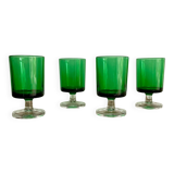 4 small green LUMINARC “Sweden” glasses