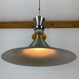 Scandinavian space age pendant lamp by Bent Nordsted for Lyskaer brushed steel 70s