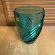 Vintage LUMINARC Green Moulded Glass Vase Made in France #E361