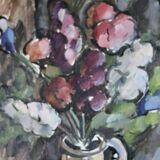 Huile sur toile originale suédoise du milieu du siècle "Vase" par I Franke (1913-1999) - Encadrée