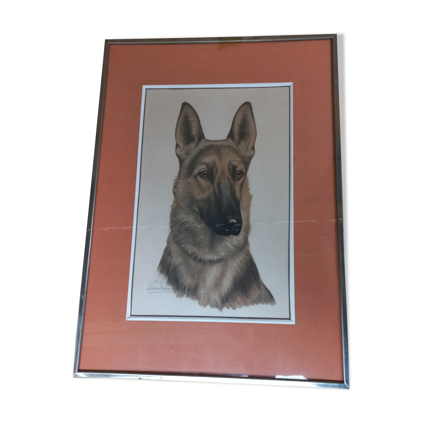 Léon DANCHIN (1887-1938) : GERMAN SHEPHERD Numbered and Signed Lithograph