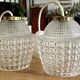 Pair of glass and vintage brass suspension