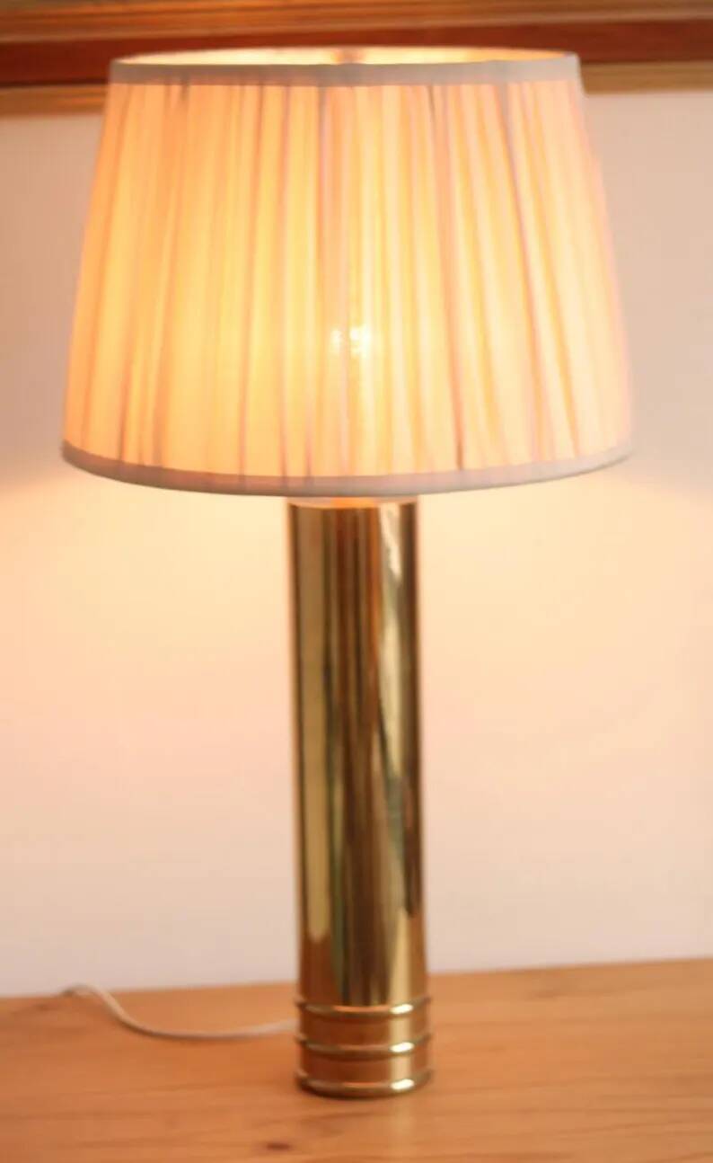 1960's Mid Century Swedish Large Brass Table Lamp by Bergbom, Model B 010