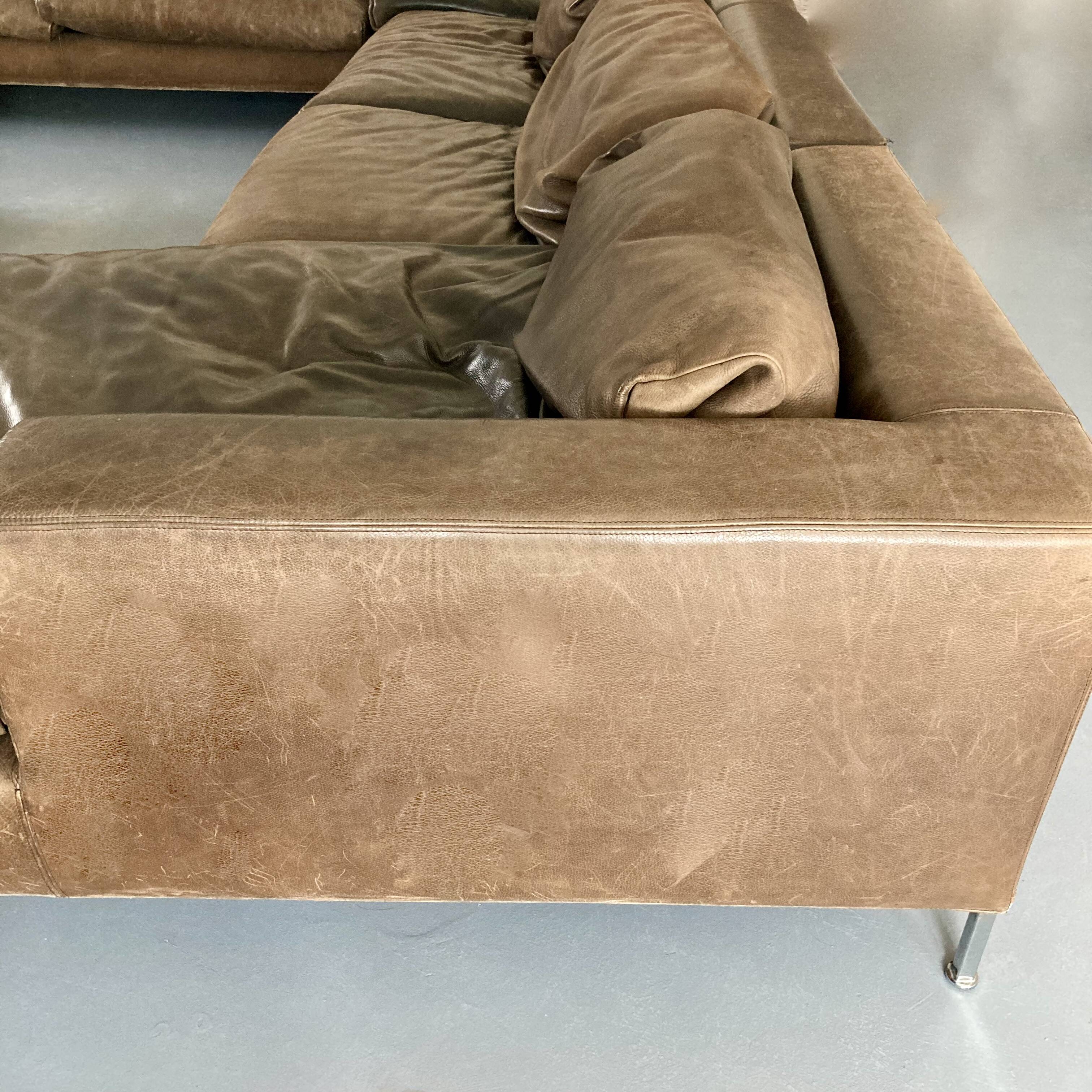 Modular leather sofa design for 12 people.