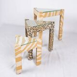 Set of nested tables upholstered, Pierre Frey, 1970s