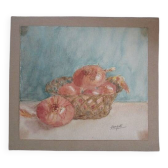 Old watercolor - still life with onions