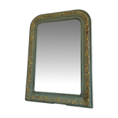 Large antique French Louis Philippe mirror – green and gold, late 19th century