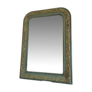 Grand miroir antique français Louis Philippe – vert et or, fin du 19e siècle
