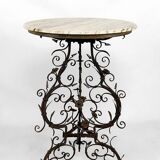 Wrought iron pedestal table and marble top, Venice, Italy, 17th century