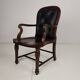 Victorian English Walnut & Leather Library Desk Chair