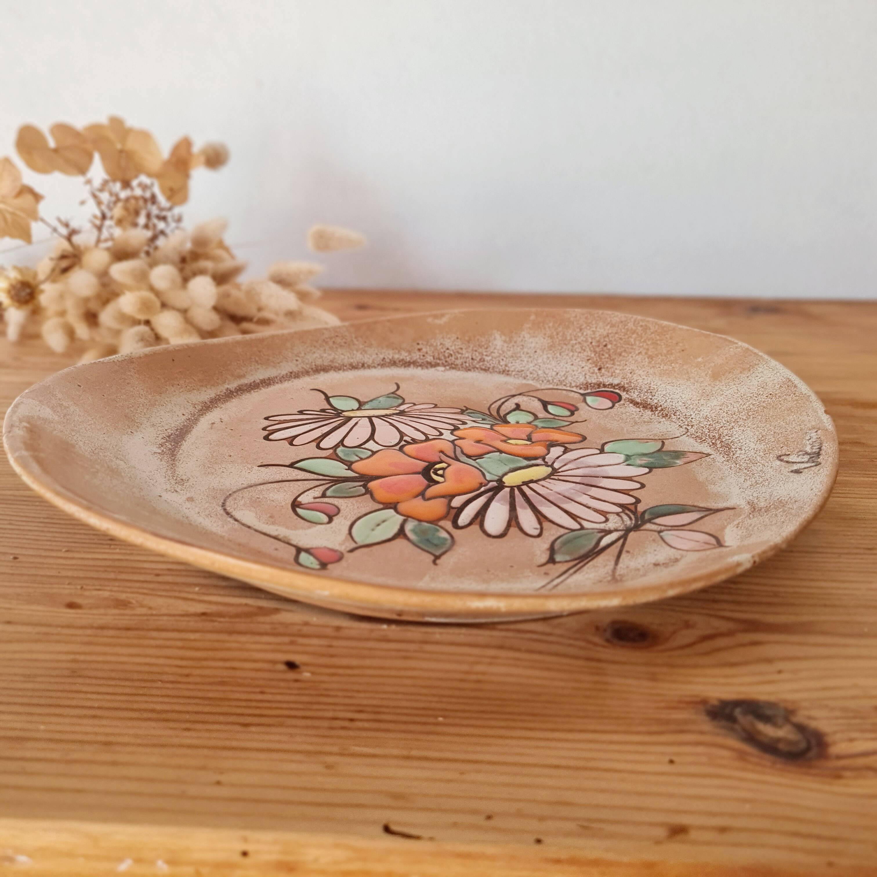 Assiette décorative fleurs Vallauris