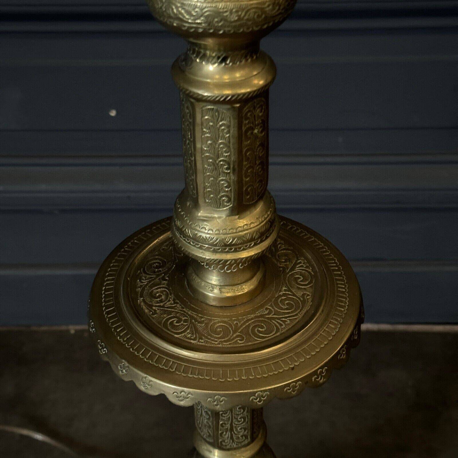 Oriental brass floor lamp from the early 20th century