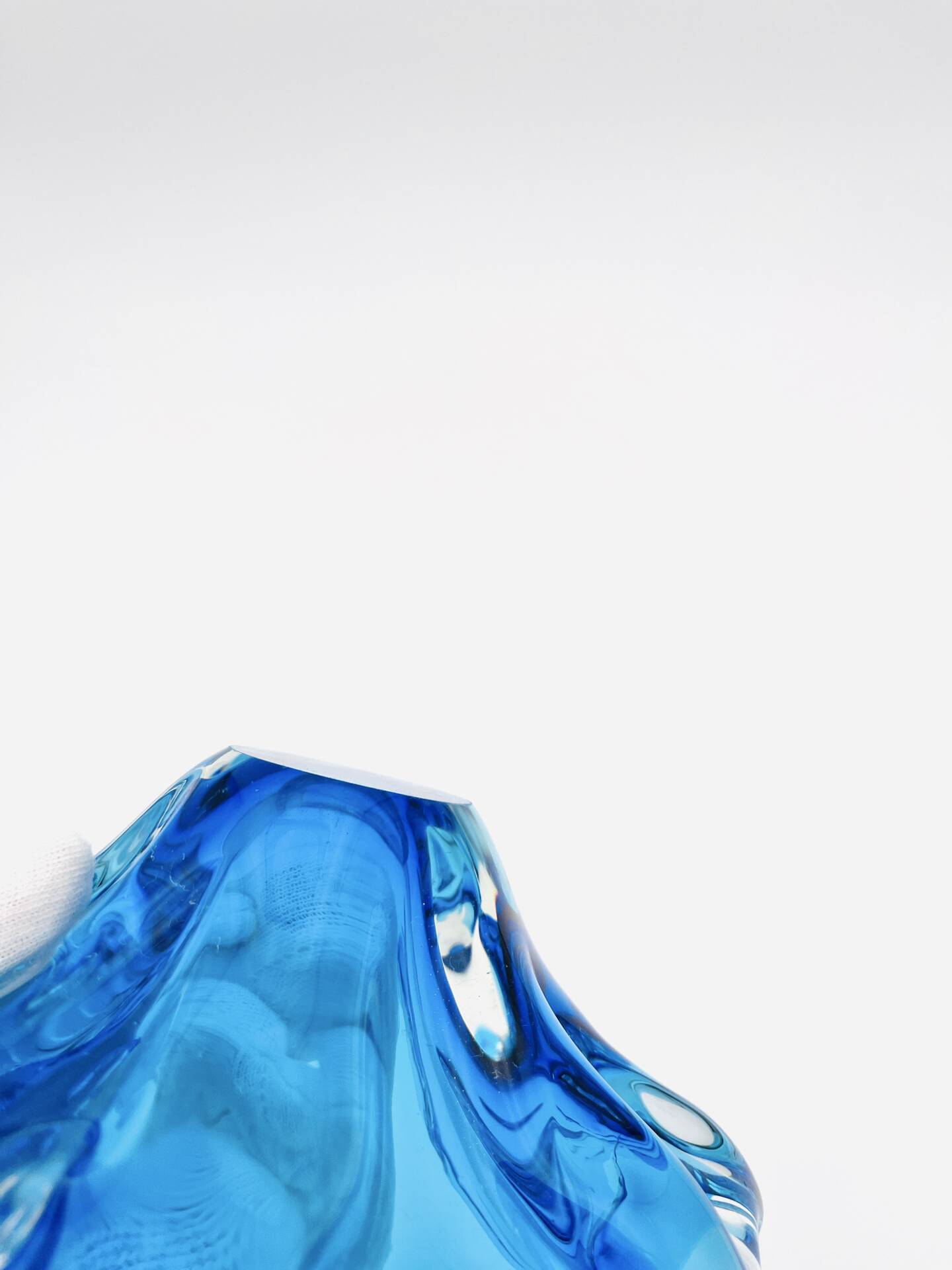 Flavio Poli Murano Crystal Sommerso Blue Turquoise Cup 17cm