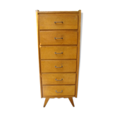 Chiffonnier chêne clair vintage 60