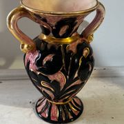 Vintage Vallauris vase amphora with relief floral decoration.
