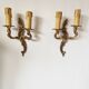 Pair of 19th century Louis XV style gilt bronze wall lights with 2 branches