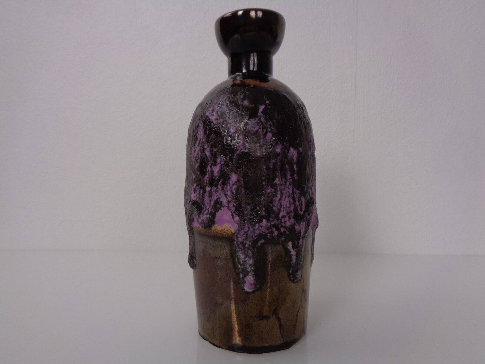 Purple & Gold Lava 321/3 Ceramic Vase from Ruscha, 1960s