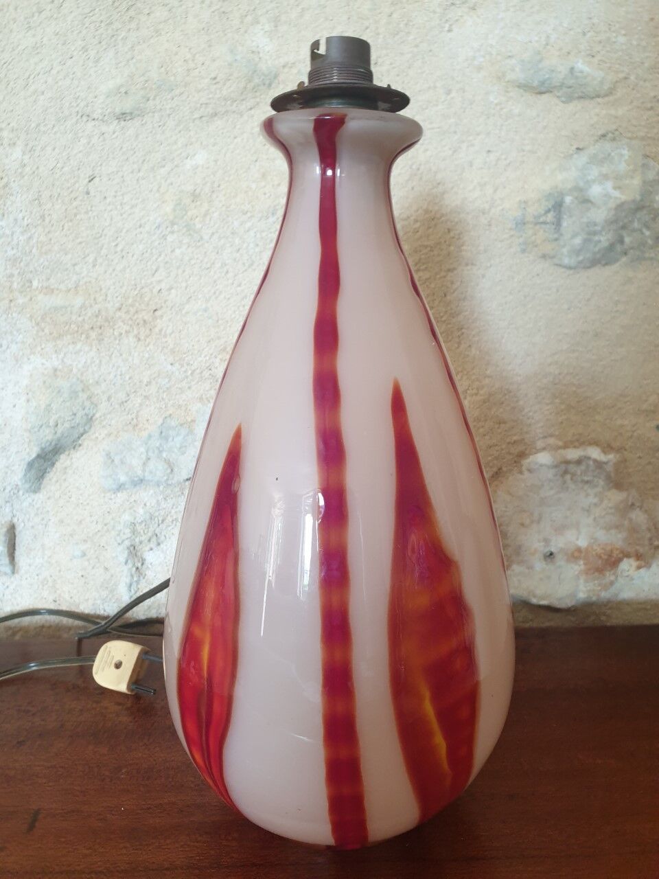 Antique blown glass lamp foot