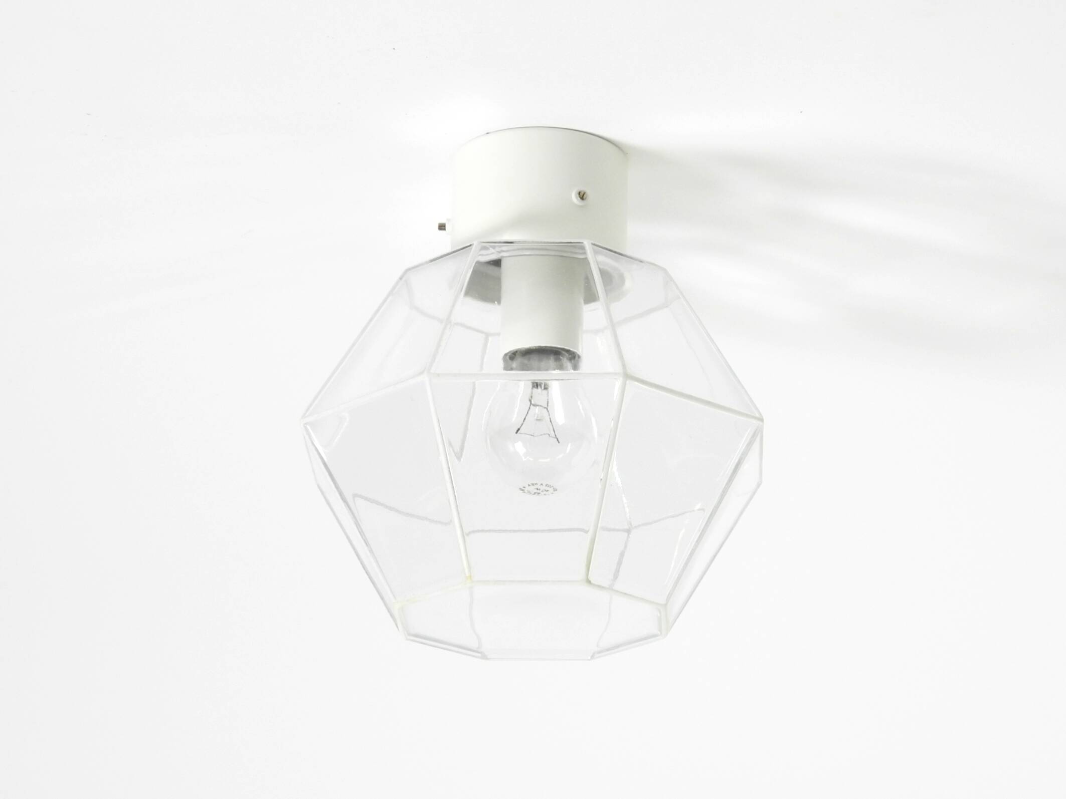 1970s Limburg glass ceiling lamp in octagon shape with its original box