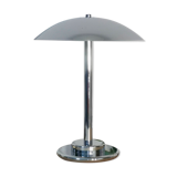 Mushroom lamp, chrome metal saucer, Aluminor, France, 1970
