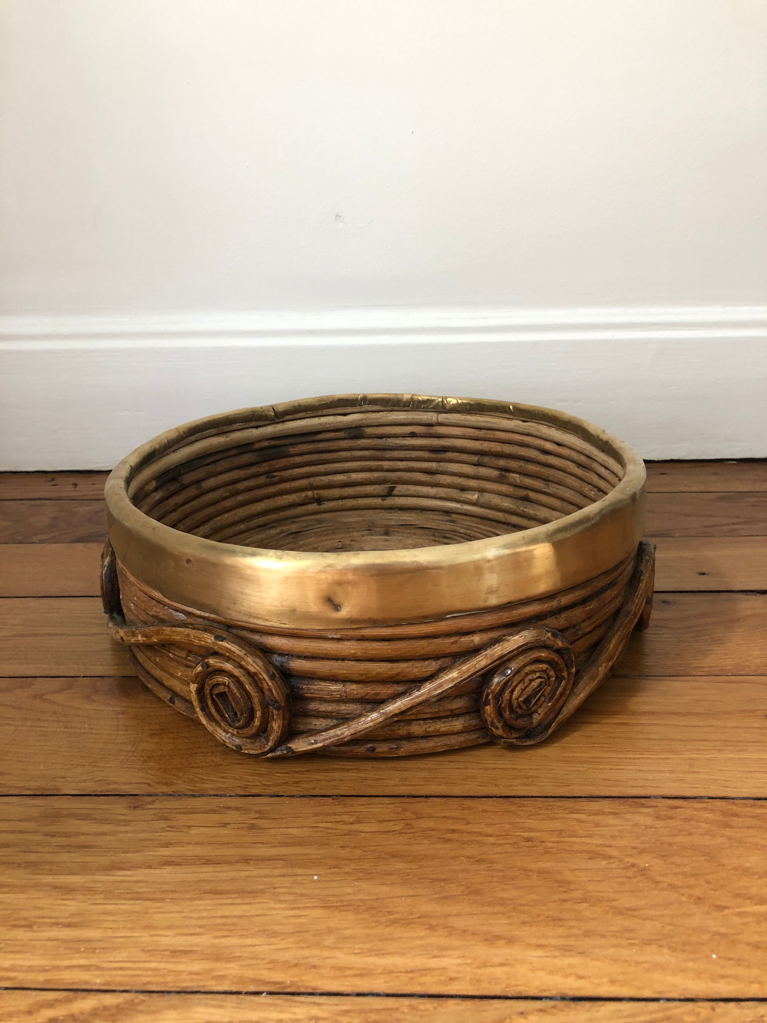 Bamboo and brass basket