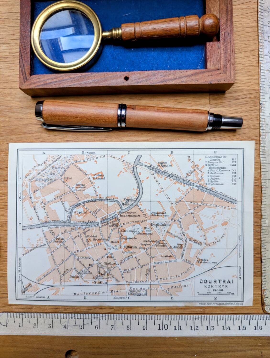 Kortrijk, small old map, vintage 1910