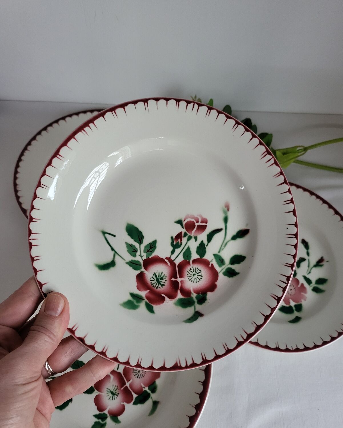 4 assiettes à dessert Sarreguemines épernay faïence vintage