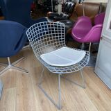 Chair Bertoia Rislan gray edition Knoll with white cake year 80