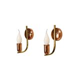 Ensemble d'appliques murales vintage danoises modernes en laiton et cuivre, années 1950