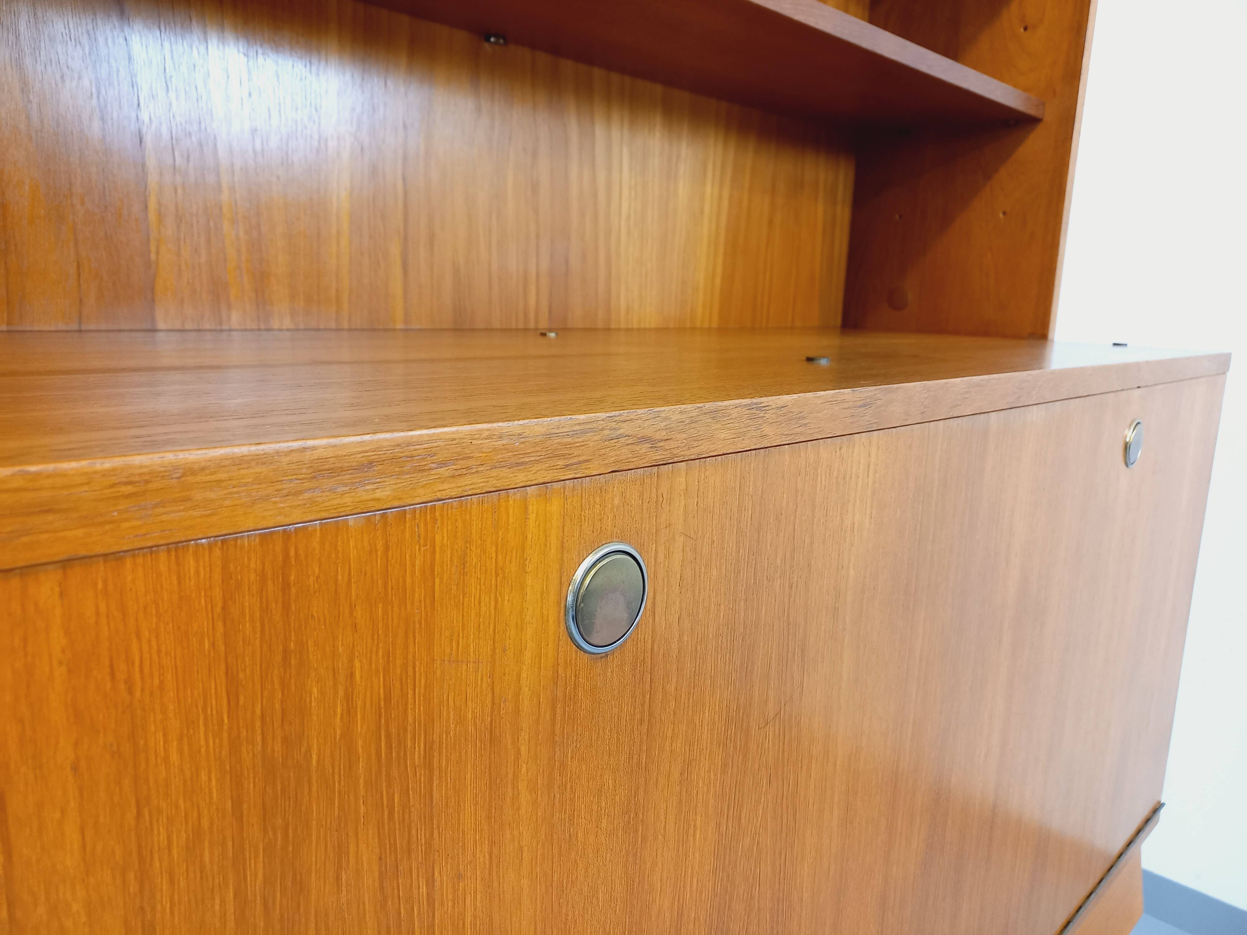 Louis Paolozzi modernist teak bookcase and secretary storage unit