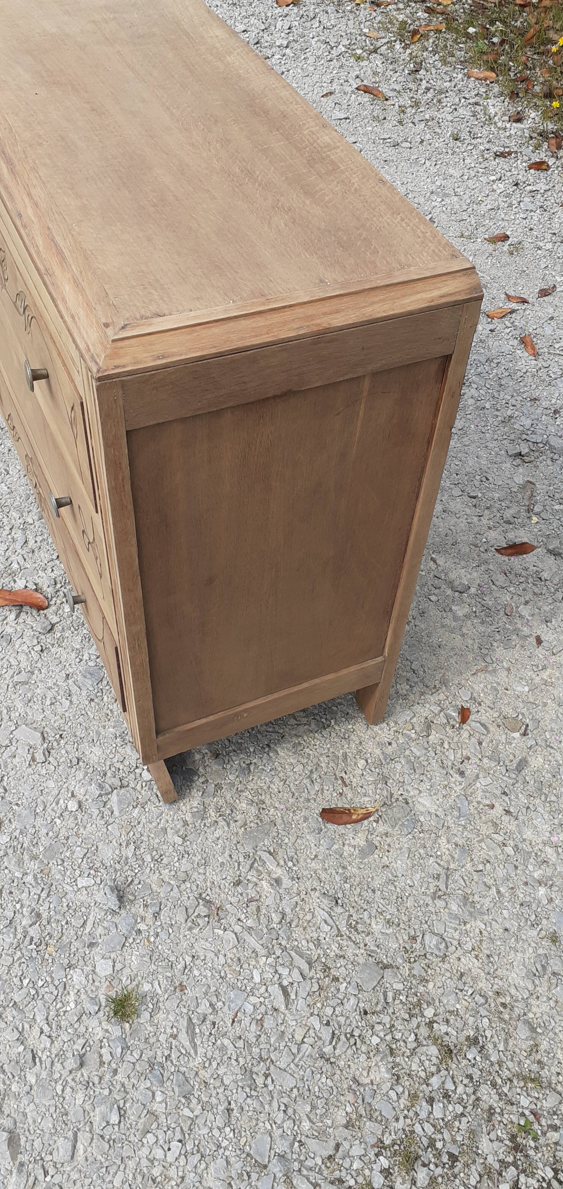 Chest of drawers 3 drawers art deco wood raw
