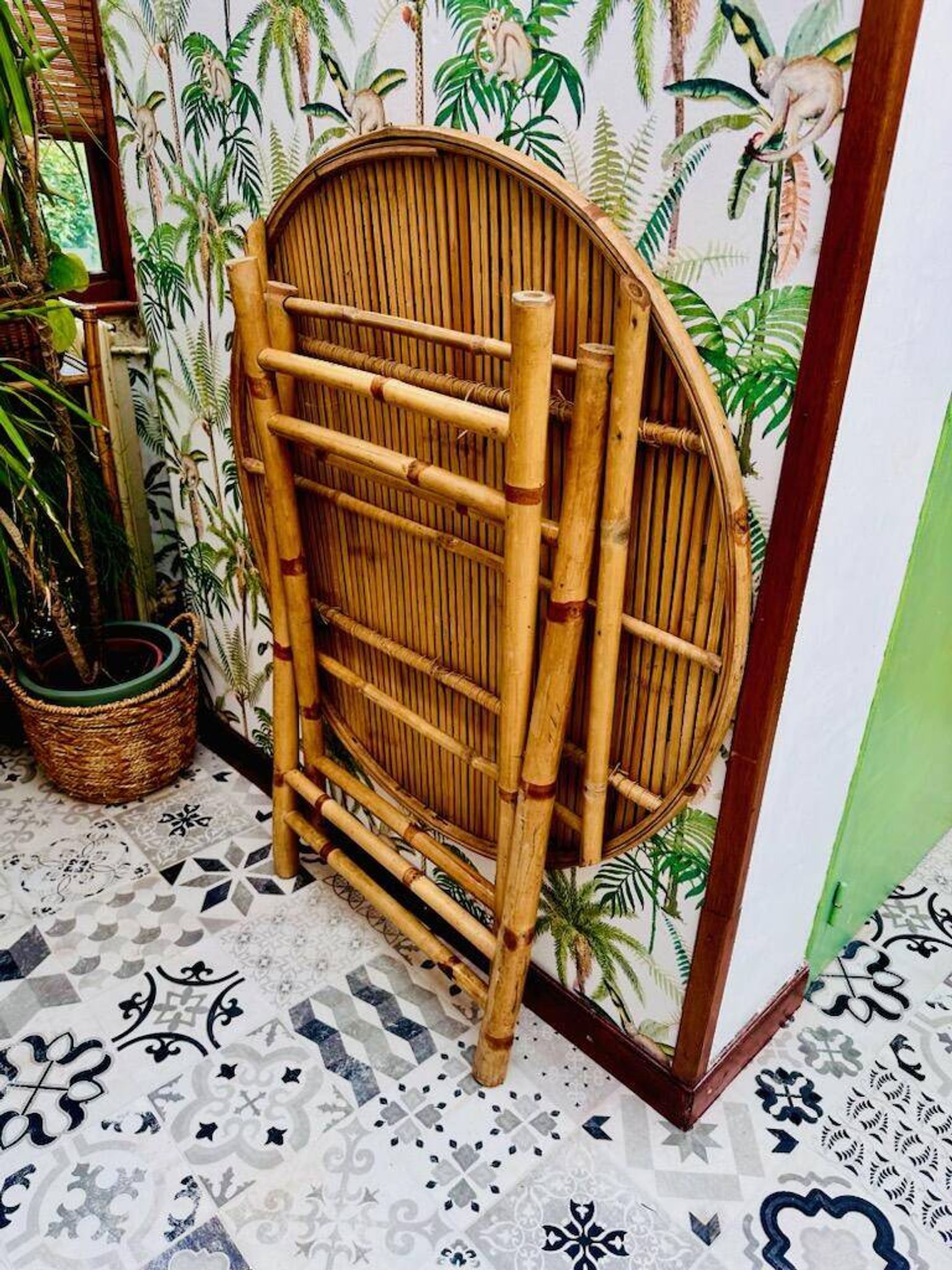 Vintage bamboo rattan table
