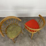Pair of Baumann 740 office chairs, slatted models, 1960s