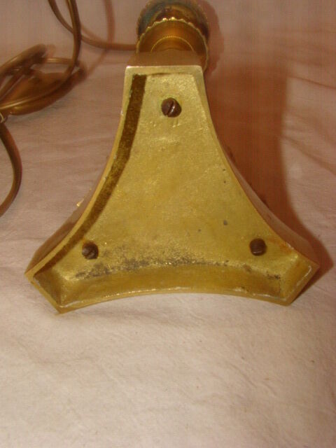 Bronze and brass candlestick, "Restoration" style, electrified as a lamp base.