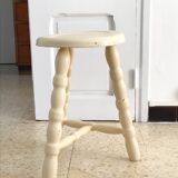 Vintage tripod stool from the 70s painted wood