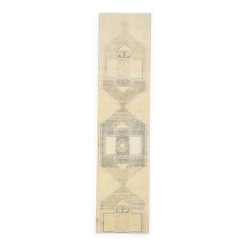 Tapis coureur vintage turc en laine et coton noué à la main des années 1970, 75x322.