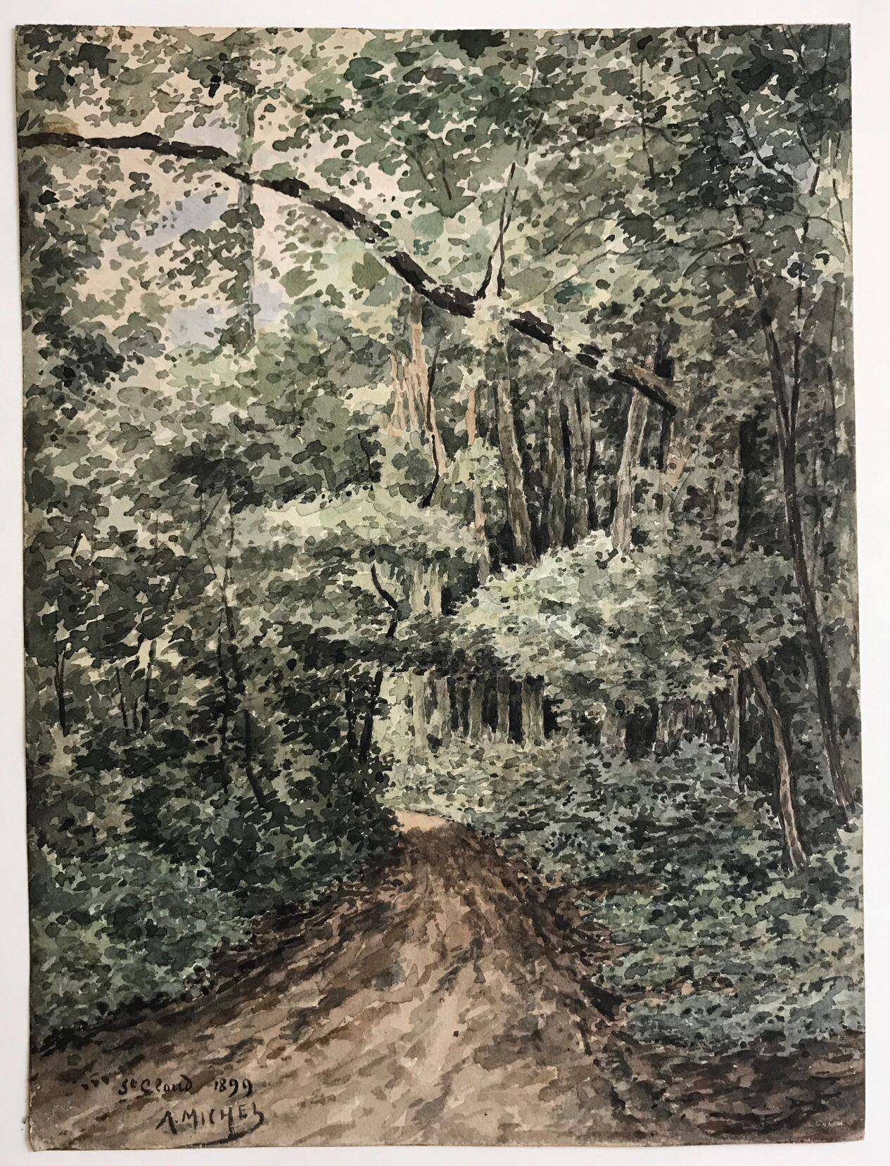 A path in the park of Saint Cloud, watercolor